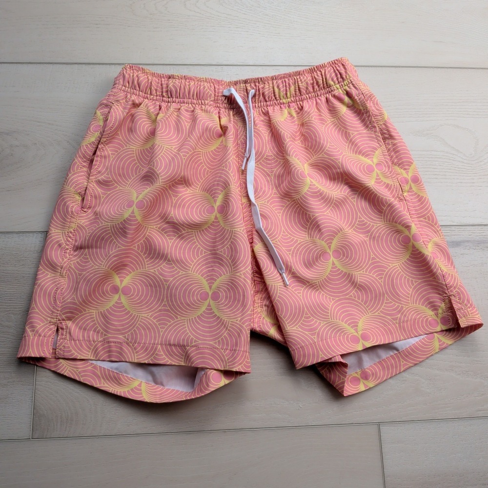 Bearbottom Swim Trunks Mens S Groovy Orange Lined Zip Pocket 5.5" Beach Surf